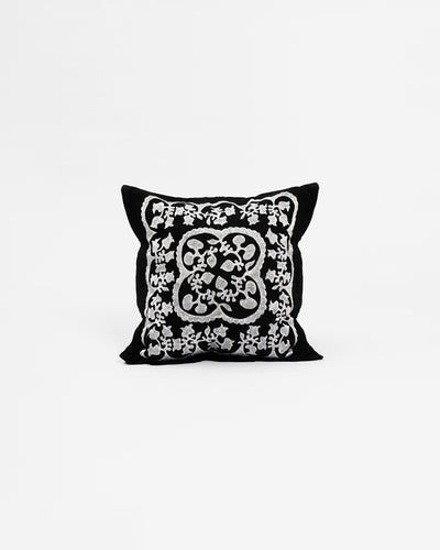 Embroidered Cushion Cover - Black