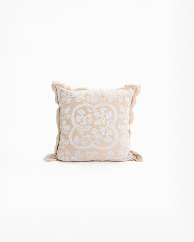 Embroidered Cushion Cover - Natural