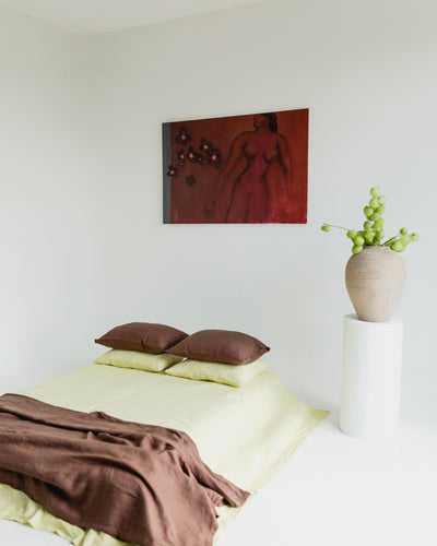 Italian Linen Pillowcase - Chocolate