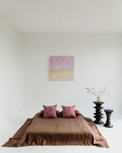 Italian Linen Coverlet - Chocolate